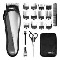 WAHL POWER CLIPPER, HEAD SHAVER, MEN'S HAIR CLIPPERS, LITHIUM CORD/CORDLESS CLIPPER, QUICK CHARGE, PROFESSIONAL QUALITY, FAMILY HAIRCUTTING KIT, BLACK.