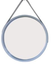 3 X HOME DECORE ITEMS TO INCLUDE ASPECT FAUX LEATHER STRAP WOODEN WALL MIRROR (GREY, 40 DIA CM).