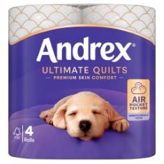 QTY OF ASSORTED TOILET ROLLS TO INCLUDE ANDREX® SUPREME QUILTS TOILET TISSUE, 4 QUILTED TOILET ROLLS WHITE.