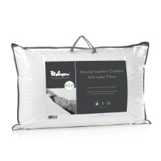 1 X RELYON SUPERIOR COMFORT 100% NATURAL LATEX PILLOW 100% COTTON REMOVABLE COVER (SLIM), WHITE.