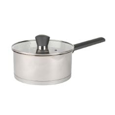 QTY OF ITEMS TO INCLUDE BOX OF ASSORTED ITEMS TO INCLUDE RUSSELL HOBBS RH01164EU7 20 CM SAUCEPAN WITH LID, INDUCTION PAN WITH POURING LIP, STAINLESS STEEL MILK PAN, MIRROR POLISHED SOUP PAN, GAS AND