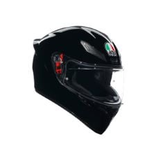 AGV - HELMET K1 S E2206, FULL-FACE MOTORBIKE HELMET, ECE, FOR MEN, RACING STYLE WITH SPOILER, AIR INTAKES AND SCRATCH RESISTANT VISOR, 190° FIELD OF VIEW, WITH INTERCOM READY, BLACK.