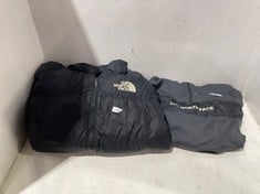 NORTH FACE HOODED ZIP SWEATSHIRT GREY - SIZE UNKNOWN TO INCLUDE NORTH FACE PUFFER JACKET BLACK - SIZE MEDIUM