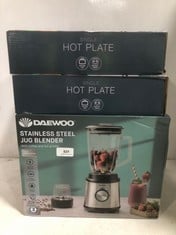 DAEWOO STAINLESS STEEL JUG BLENDER WITH COFFEE & NUT GRINDER TO INCLUDE KITCHEN PERFECTED SINGLE HOT PLATE