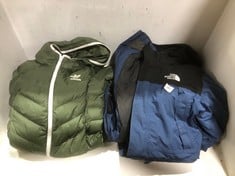 THE NORTH FACE BLACK/BLUE COAT WITH HOOD - SIZE 14 - 16 YEARS TO INCLUDE ADIDAS GREEN COAT WITH HOOD - SIZE 8