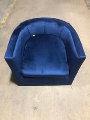 YAHEETECH MODERN UPHOLSTERED VELVET TUB ACCENT CHAIR BLUE 592191 - RRP £119