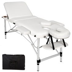 TECTAKE 3 ZONE FOLDABLE MASSAGE TABLE WHITE 401046 - RRP £179