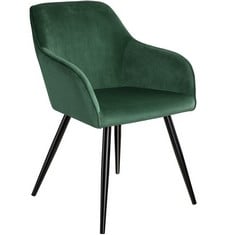 TECTAKE MARILYN PADDED VELVET DINING CHAIR DARK GREEN 403657 - RRP £109