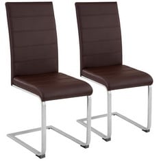 TECTAKE FAUX LEATHER DINING ROCKING CHAIRS SET OF 2 CAPPUCCINO BROWN 402552 - RRP £105