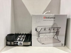 BRABANTIA FOLDABLE DISH DRYING RACK LARGE TO INCLUDE JOSEPH JOSEPH DUO EXPANDING STAINLESS STEEL DISH RACK WITH UTENSIL POT