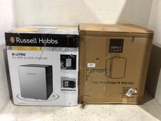 SENSIO HOME 10L MINI FRIDGE & WARMER SHMFR10LGRA TO INCLUDE RUSSELL HOBBS 8L SILVER GLASS COOLER RH8CLR8001S