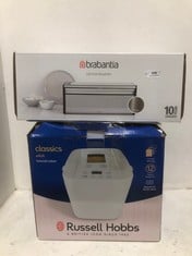 RUSSELL HOBBS CLASSICS WHITE BREADMAKER TO INCLUDE BRABANTIA FALL FRONT BREAD BIN