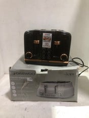 HADEN 4 SLICE TOASTER BLACK / ROSE GOLD TO INCLUDE DAEWOO 4 SLICE TOASTER WITH HIGH LIFT