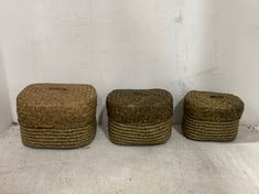 24 X STONE THE CROWS SET OF 3 LOW LIDDED BASKETS-2 ASSORTED . - LENGTH 16/20/23CM - TOTAL RRP £288