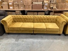 2 X CHESTERFIELD 2 SEATER END SOFA PART IN YELLOW VELVET (PARTS ONLY)