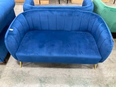 RUSSELL 2 SEATER SOFA IN ROYAL BLUE VELVET WITH GOLDEN LEGS - RRP £310