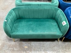 RUSSELL 2 SEATER SOFA IN GREEN VELVET WITH GOLDEN LEGS - RRP £310