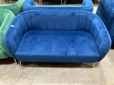 RUSSELL 2 SEATER SOFA IN ROYAL BLUE VELVET WITH GOLDEN LEGS - RRP £310