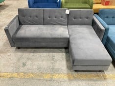 DESTIN 3 SEATER CORNER SOFA WITH STORAGE CHAISE IN GREY VELVET - RRP £690