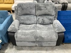 BOSTON GREY PLUSH FABRIC 2 SEATER RECLINER SOFA - RRP £550