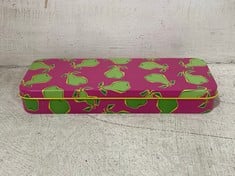 96 X STONE THE CROW JUICY FRUIT METAL PENCIL CASE IN PINK / GREEN PEARS