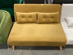 JOLA VELVET FOLDABLE 2 SEATER SOFA BED IN YELLOW - RRP £330