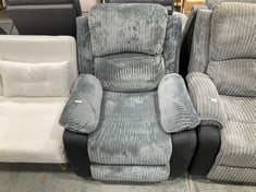 BOSTON GREY PLUSH FABRIC RECLINER ARMCHAIR - RRP £300