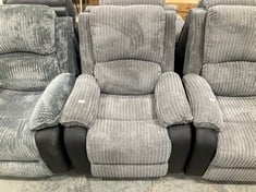 BOSTON GREY PLUSH FABRIC RECLINER ARMCHAIR - RRP £300