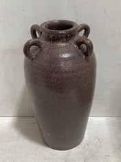 3 X STONE THE CROWS SM.SLIM FOUR HANDLED VASE-PURPLE - HEIGHT 43CMS - TOTAL RRP £180