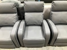 DARK GREY LEATHER MANUAL RECLINER ARMCHAIR