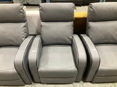 DARK GREY LEATHER MANUAL RECLINER ARMCHAIR