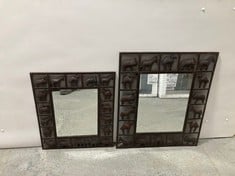 2 X STONE THE CROWS SET/2 WALL MIRRORS-BLACK METAL - HEIGHT 69, 83CM - TOTAL RRP £298 (1 X MIRROR IS ONLY PART)