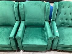 ASCOT WINGBACK VELVET RECLINER ARMCHAIR IN GREEN - RRP £300