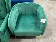 RUSSELL VELVET ARMCHAIR IN GREEN - RRP £200