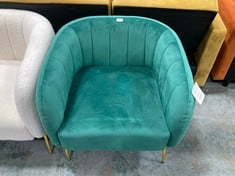 RUSSELL VELVET ARMCHAIR IN GREEN - RRP £200