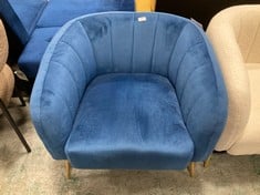 RUSSELL VELVET ARMCHAIR IN BLUE - RRP £200