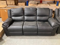 ALBION 3 SEATER MANUAL RECLINER SOFA IN BLACK LEATHER - RRP £749