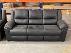 ALBION 3 SEATER STATIC SOFA IN BLACK LEATHER - RRP £599