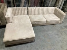 SLENDER LARGE LEFT HAND CORNER SOFA IN LIGHT BEIGE VELVET - RRP £999