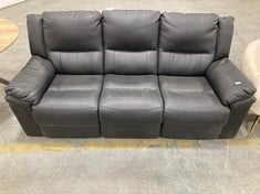 3 SEATER MANUAL DOUBLE RECLINER SOFA IN BLACK FAUX LEATHER