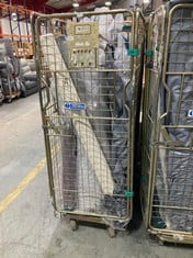 CAGE OF ASSORTED ROLLS OF FABRIC TO INCLUDE ROLL OF GREY (CAGE NOT INCLUDED) (KERBSIDE PALLET DELIVERY)