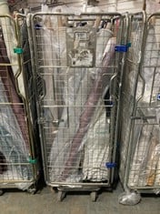 CAGE OF ASSORTED ROLLS OF FABRIC TO INCLUDE FINE CHENILLE DUSTY PINK - 10.9M (CAGE NOT INCLUDED) (KERBSIDE PALLET DELIVERY)