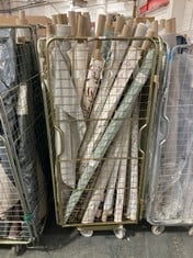 CAGE OF ASSORTED ROLLS OF FABRIC TO INCLUDE SHORT LENGTH IN GREEN - 2.5M (CAGE NOT INCLUDED) (KERBSIDE PALLET DELIVERY)