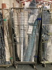 CAGE OF ASSORTED ROLLS OF FABRIC TO INCLUDE EASY CLEAN CHENILLE TEAL - 14.4M (CAGE NOT INCLUDED) (KERBSIDE PALLET DELIVERY)