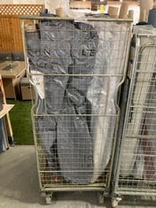 CAGE OF ASSORTED ROLLS OF FABRIC TO INCLUDE EASY CLEAN CHUNKY CHENILLE CHARCOAL (CAGE NOT INCLUDED) (KERBSIDE PALLET DELIVERY)