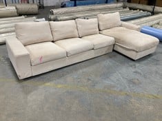 RIGHT HAND FACING 4 SEATER SOFA WITH CHAISE IN BEIGE FABRIC