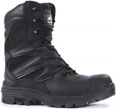 2X ASSORTED SAFETY BOOTS TO INCLUDE ROCK FALL TITANIUM SAFETY BOOT BLACK - UK SIZE: 9, APACHE MEN'S RIGGER BOOT AP305 | BROWN SIZE 6 UK | WATERPROOF AND BREATHABLE | STEEL TOE CAP AND MIDSOLE PROTECT