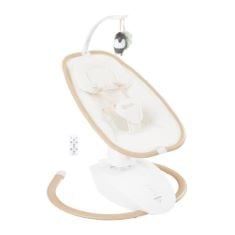 1 X BABYMOOV SWOON HOOP BABY SWING, REMOTE CONTROL MULTI-MOTION SWING CHAIR, 5 ROCKING MOVEMENTS, PROGRAMMABLE (10 > 30MIN), 8 LULLABIES, PLAY ARCH & HEADREST INCLUDED, FROM BIRTH, SAND.