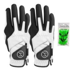 20 X ZERO FRICTION MEN'S COMPRESSION-FIT SYNTHETIC RIGHT HAND UNIVERSAL FIT GOLF GLOVE 2 PACK, ONE SIZE, WHITE.