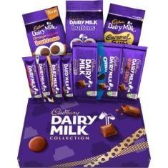 4X ASSORTED CADBURY CHOCOLATE TO INCLUDE CADBURY DAIRY MILK DELUXE CHOCOLATE HAMPER, GIFT BOX OF 10 ASSORTED CHOCOLATE BARS AND BAGS, 1.04 KG, CADBURY HEROES 2 KG CHOCOLATE LARGE BULK SHARING BOX, CH